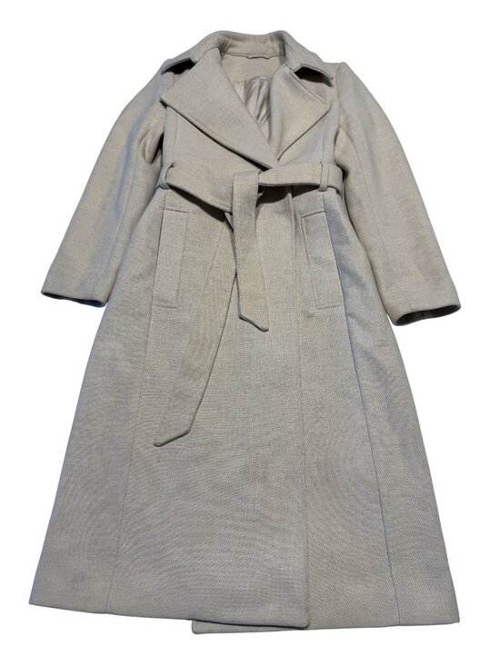 H&M Jackets & Blazers - H&M Light Taupe Tie Belt Long Sleeve Longline Coat Women's Size Small